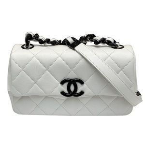CHANEL Small Flap Bag Chain Shoulder Caviar White Black